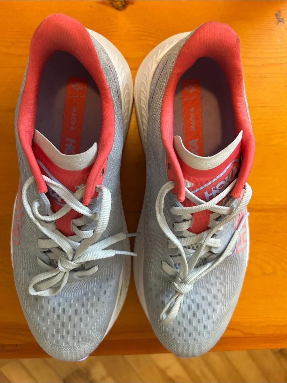 Hoka Women's Gray and Coral Athletic Running Shoes